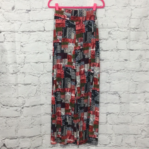 Pull On Red Print Wide Leg Palazzo Pants - Picture 5 of 6